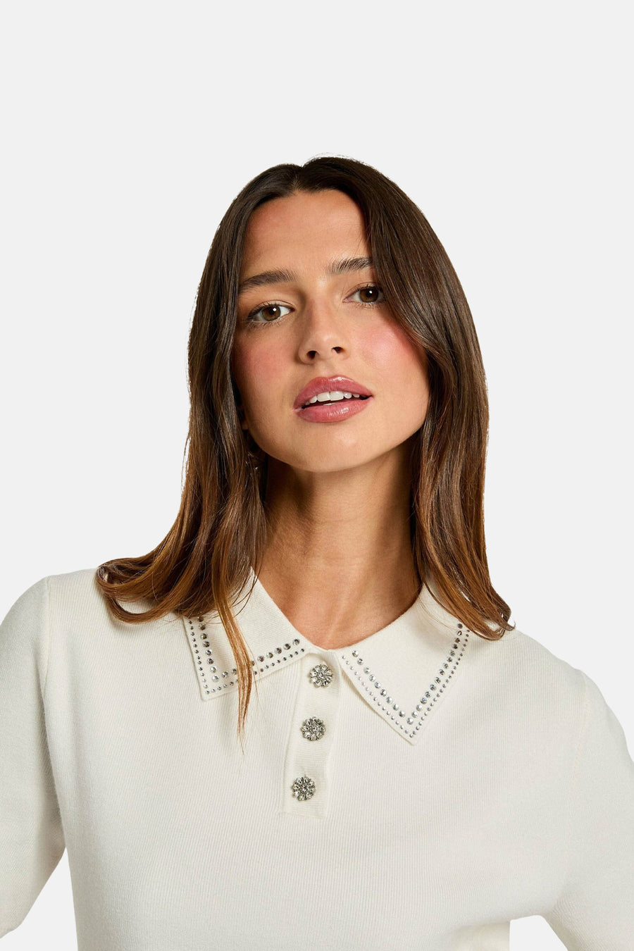 Pull met ronde hals - wit - Morgan De Toi