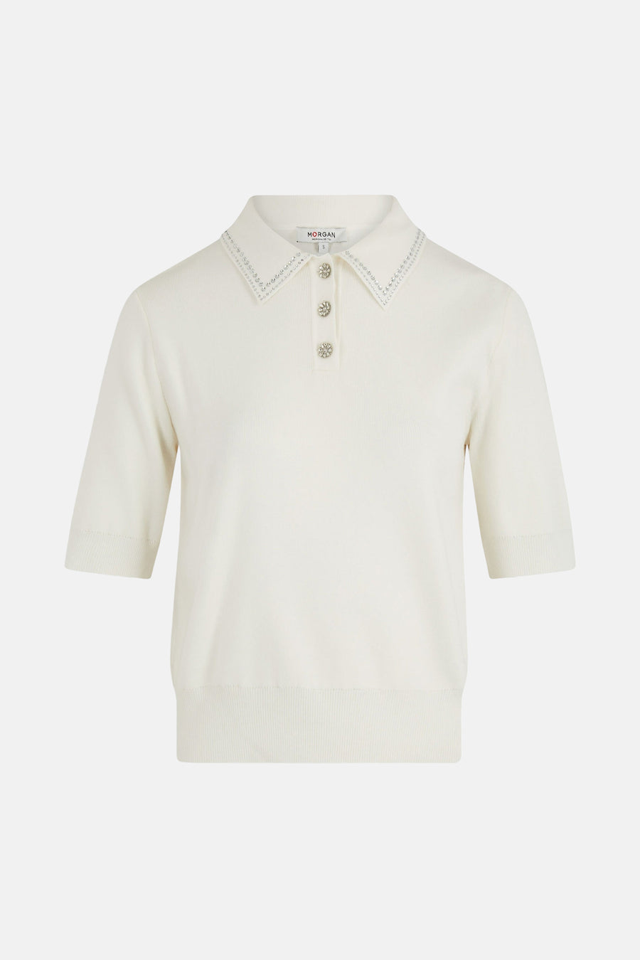 Pull met ronde hals - wit - Morgan De Toi