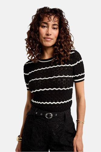 Pull met ronde hals - zwart - Morgan De Toi