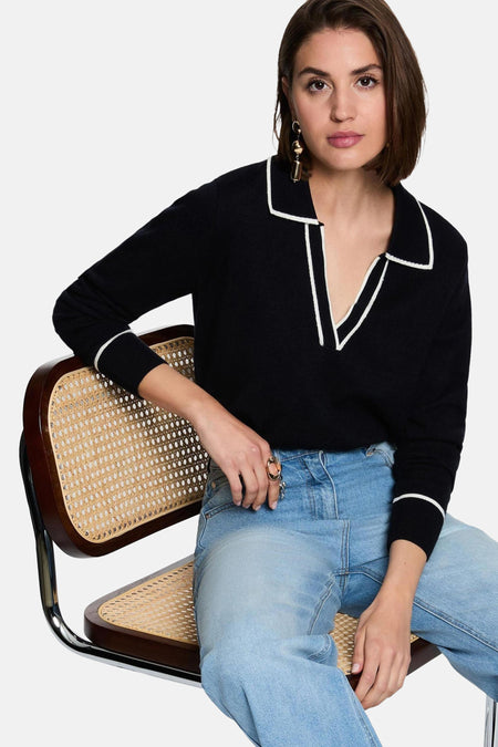 Pull col V - bleu