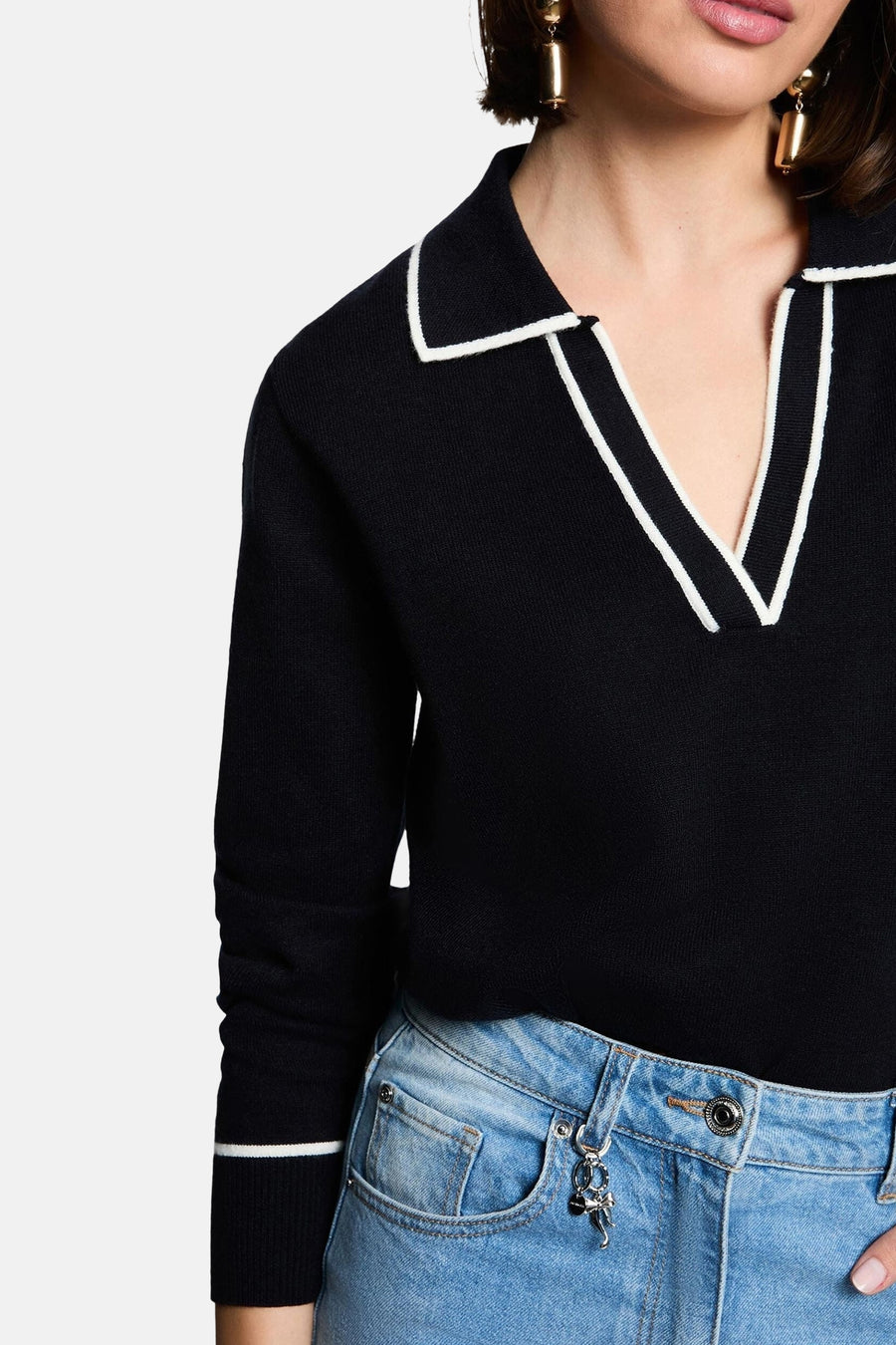 Pull col V bleu - Morgan De Toi