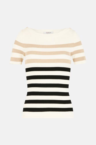 Pull met ronde hals - ecru - Morgan De Toi