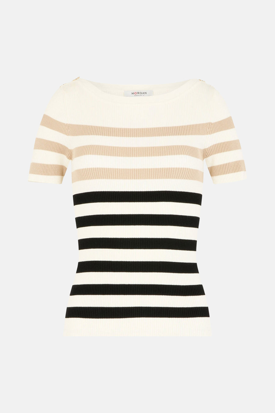 Pull met ronde hals - ecru - Morgan De Toi