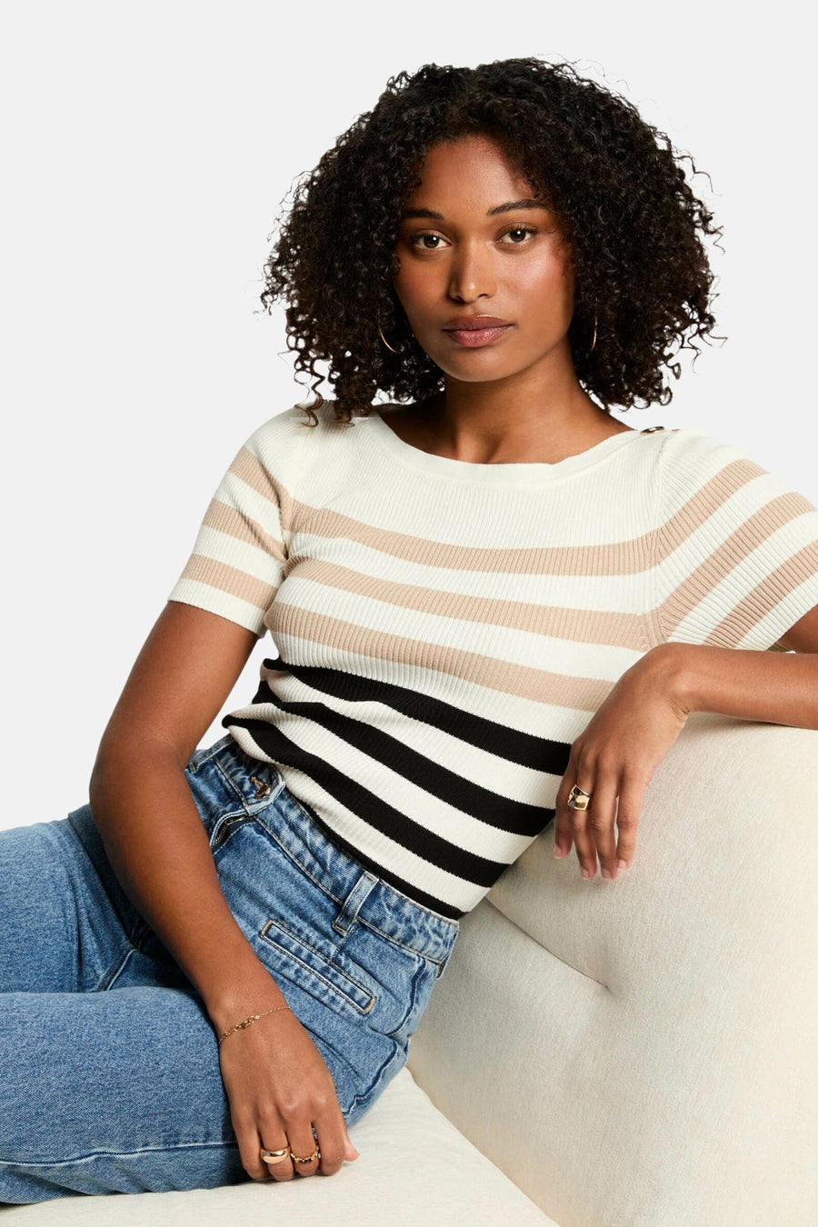 Pull met ronde hals - ecru - Morgan De Toi