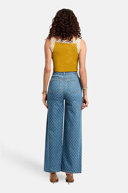 Broek - mid blue denim