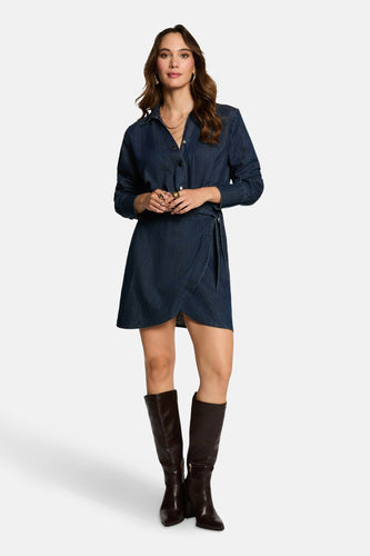 Kleedje met lange mouwen - Dark blue denim - Morgan De Toi