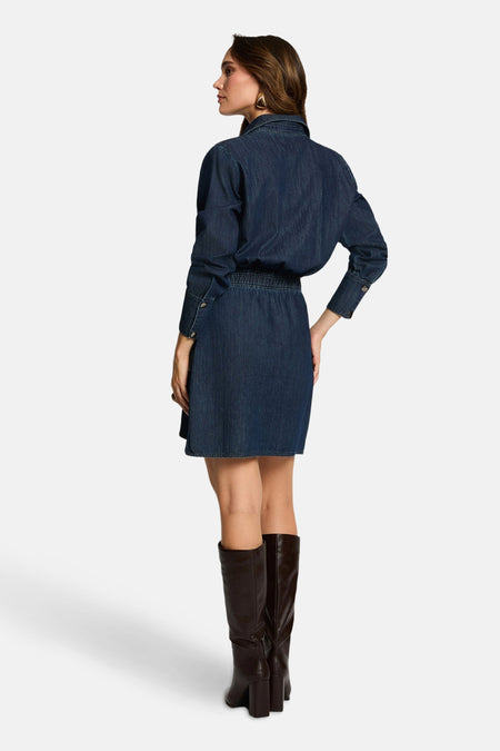Kleedje met lange mouwen - Dark blue denim