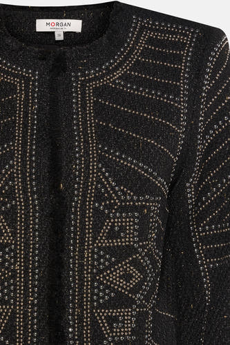 Manteau court noir de Morgan de Toi, avec un motif à points et une finition texturée.