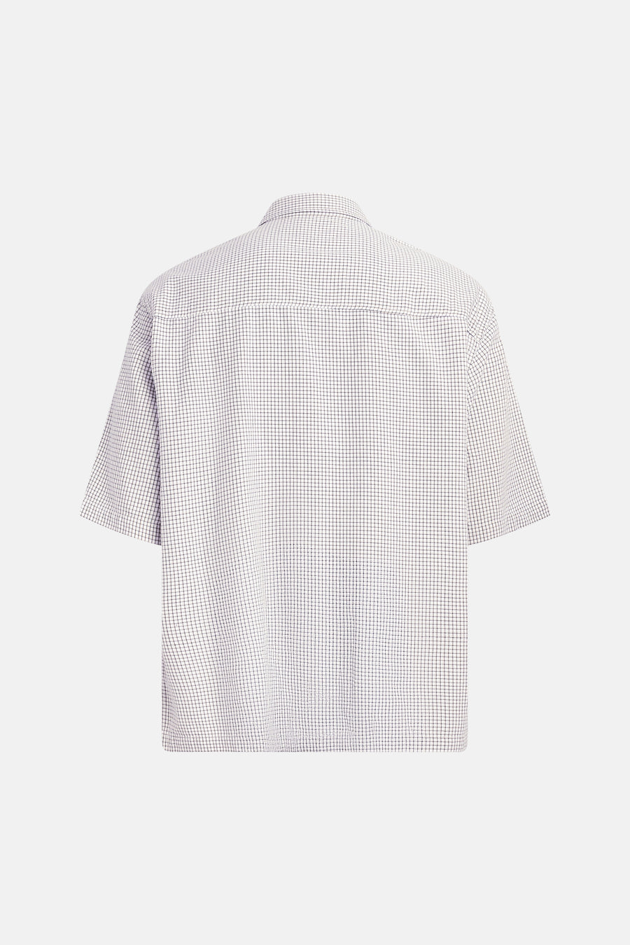 Chemise blanche à manches courtes de REDEFINED REBEL avec motif à carreaux multicolore, dos plat.