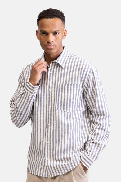 Chemise rayée de REDEFINED REBEL, vue arrière, à manches longues multicolore.