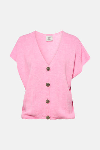 Gilet rose de Terra di Siena, avec boutons ronds et col en V.