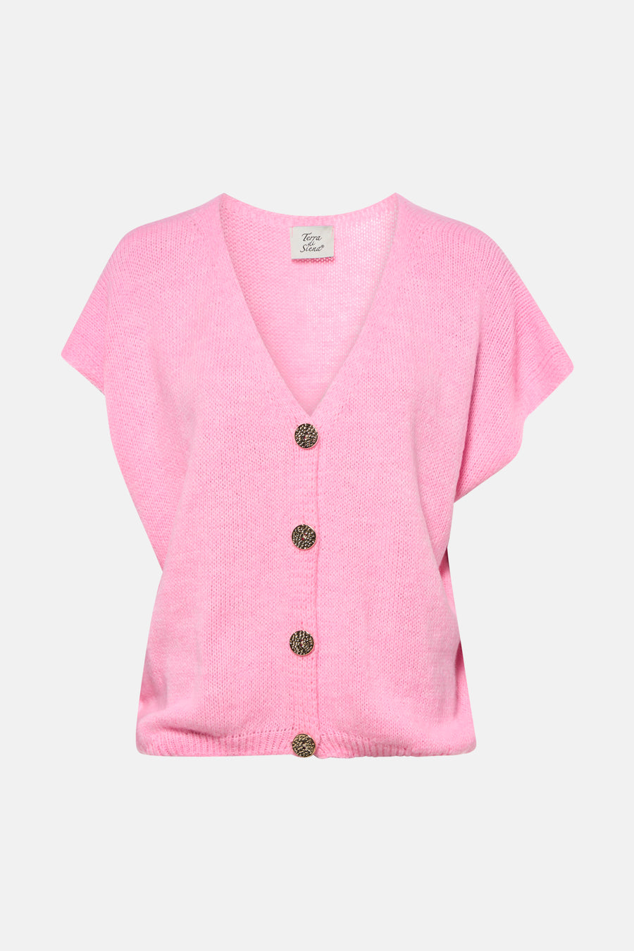 Gilet rose de Terra di Siena, avec boutons ronds et col en V.