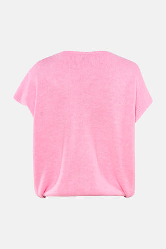 Gilet rose de Terra di Siena, tricoté et à manches courtes, vu de dos.