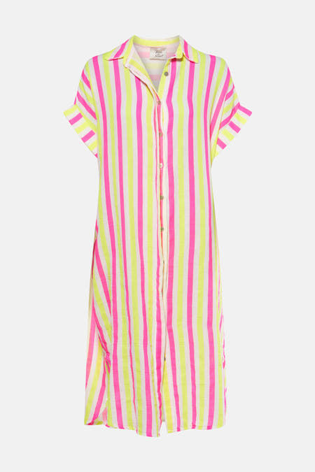 Jupe multicolore à manches courtes de Terra di Siena, avec un motif rayé et une fermeture à boutons.
