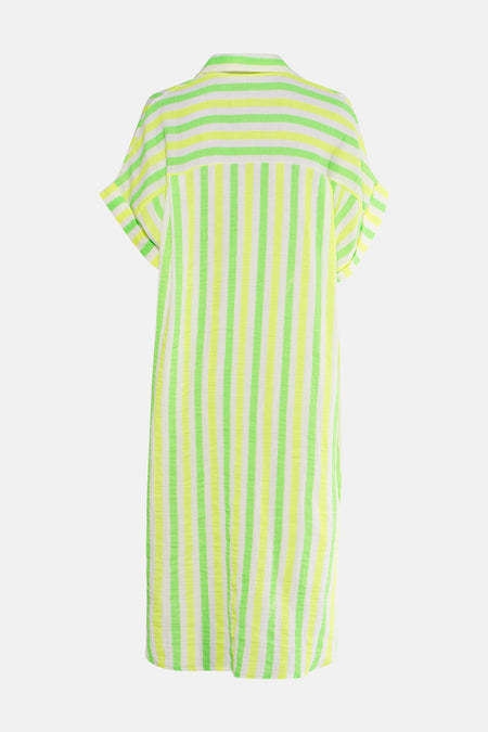 Jupe multicolore avec des manches courtes de Terra di Siena, avec un motif rayé vertical.