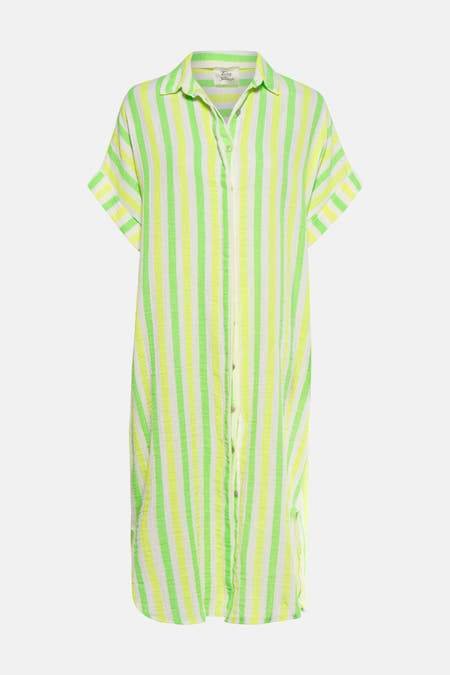 Gestreept kleedje met korte mouwen multicolor van Terra di Siena, met knoopsluiting en kraag.