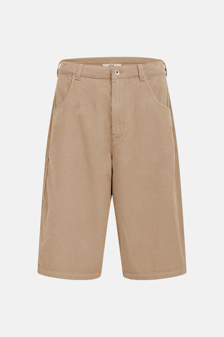 Beige corduroy short van REDEFINED REBEL met zakken en geribbelde textuur.