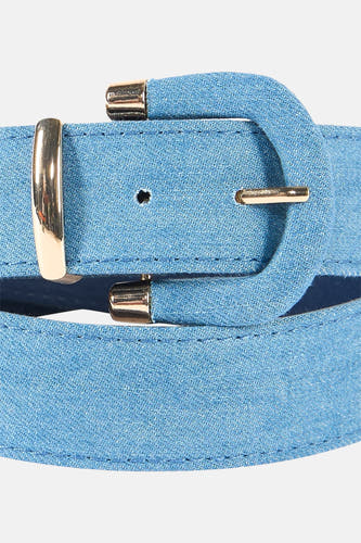 Ceinture bleue Morgan De Toi avec boucle dorée et surpiqûres.
