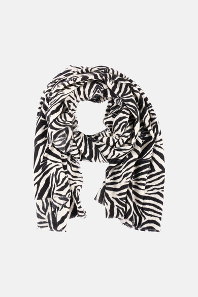 Multicolour zomersjaal van Morgan De Toi, met een opvallend zebraprint patroon.