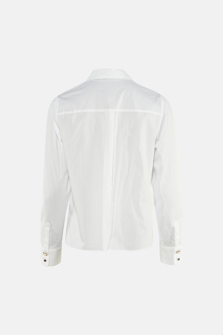 Chemise blanche à manches courtes de Morgan De Toi, vue de dos, avec manches longues et boutons dorés.