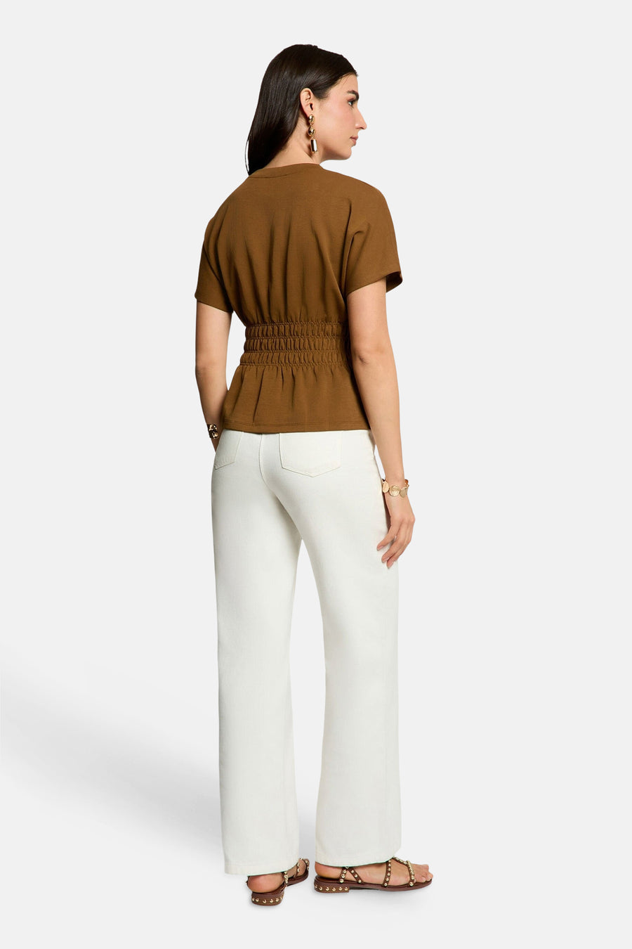 Blouse à manches courtes - brun