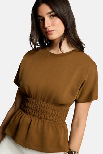 Blouse à manches courtes - brun
