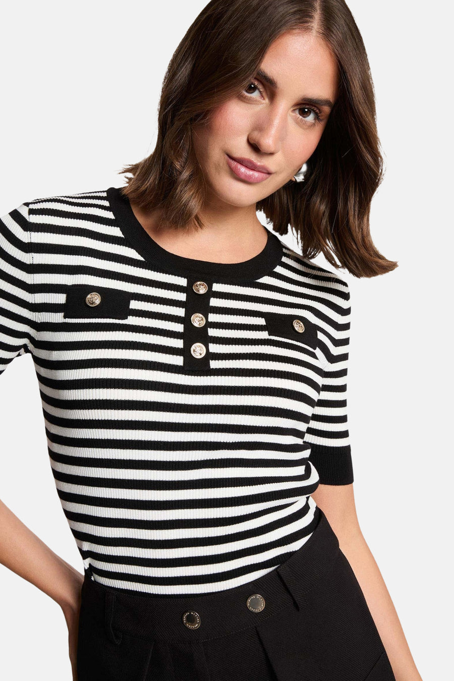 Pull à col rond - noir - Morgan De Toi - 1