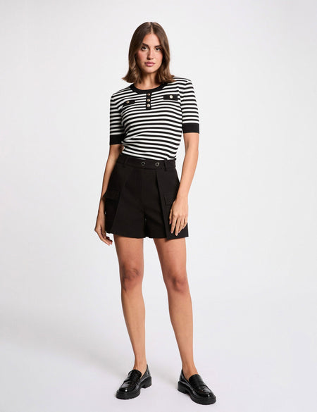Pull met ronde hals - zwart