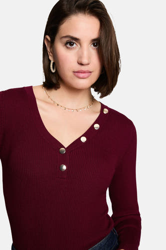 Pull col V - rouge