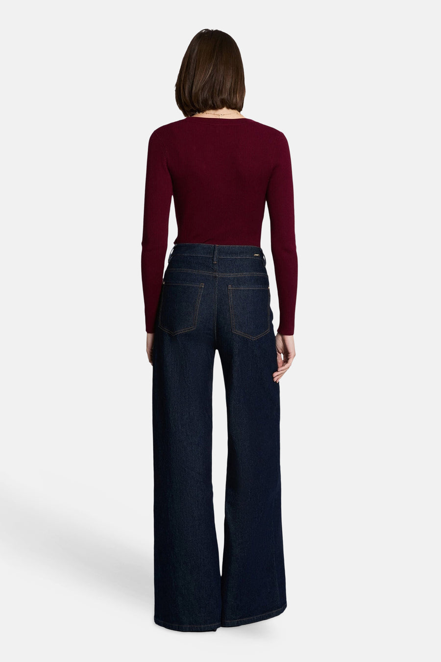 Pull col V - rouge