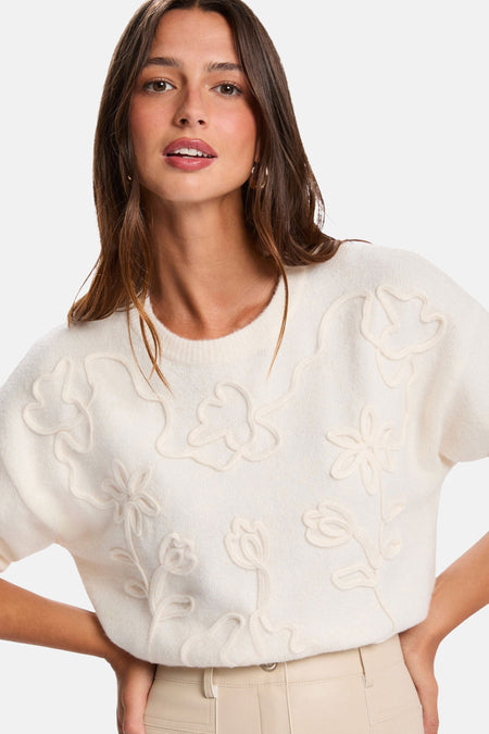 Pull met ronde hals - ecru