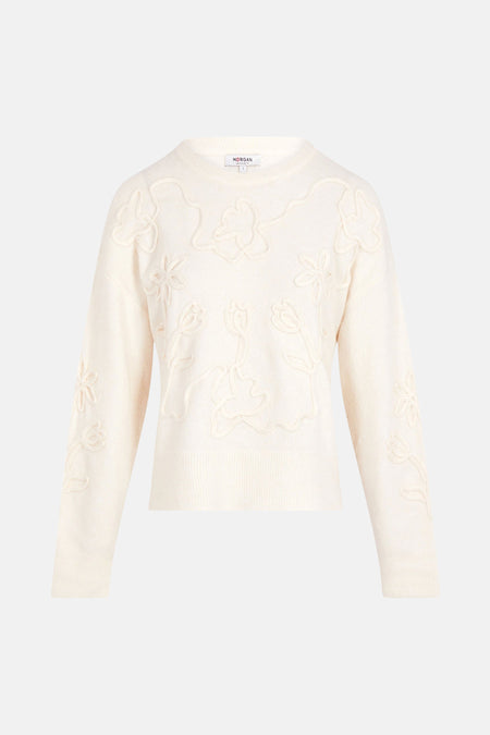 Pull met ronde hals - ecru