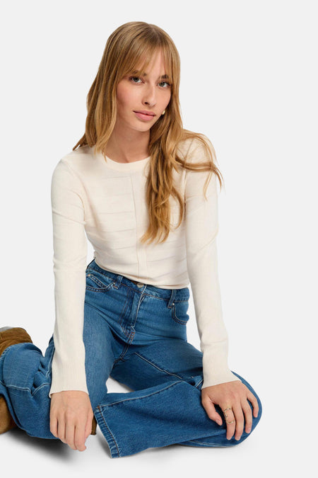 Pull met ronde hals - ecru