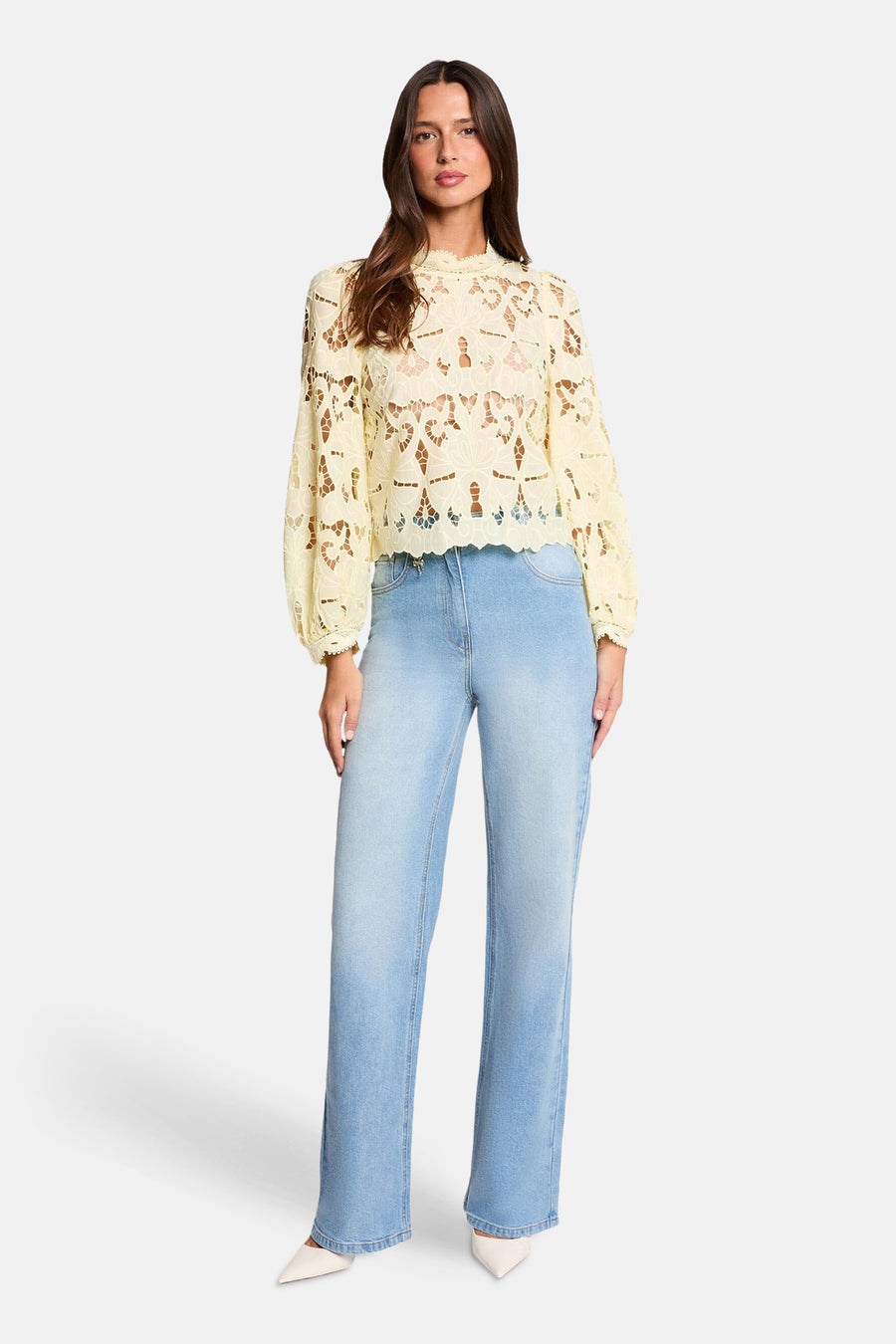 Blouse met lange mouwen - geel