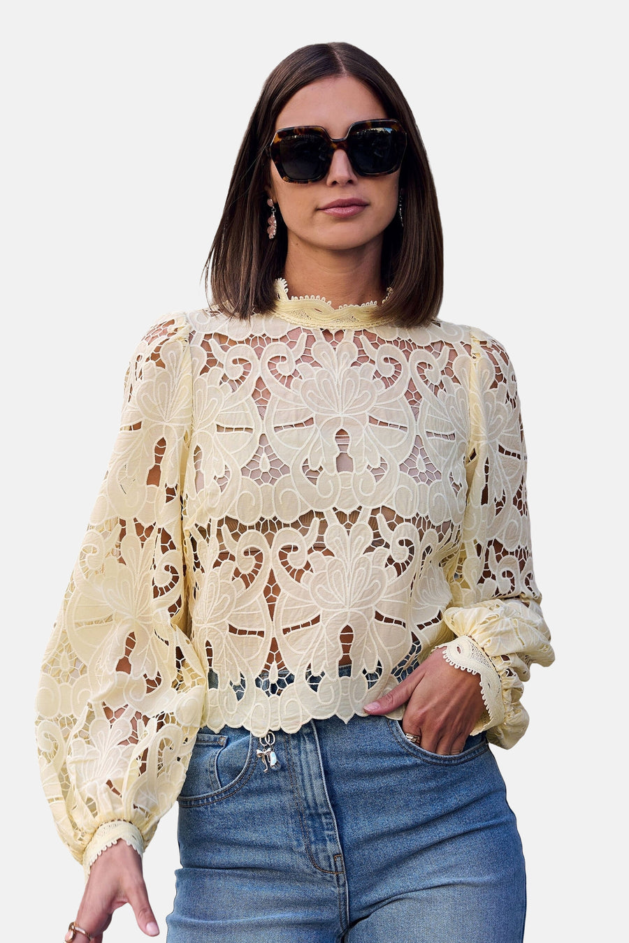 Blouse met lange mouwen - geel