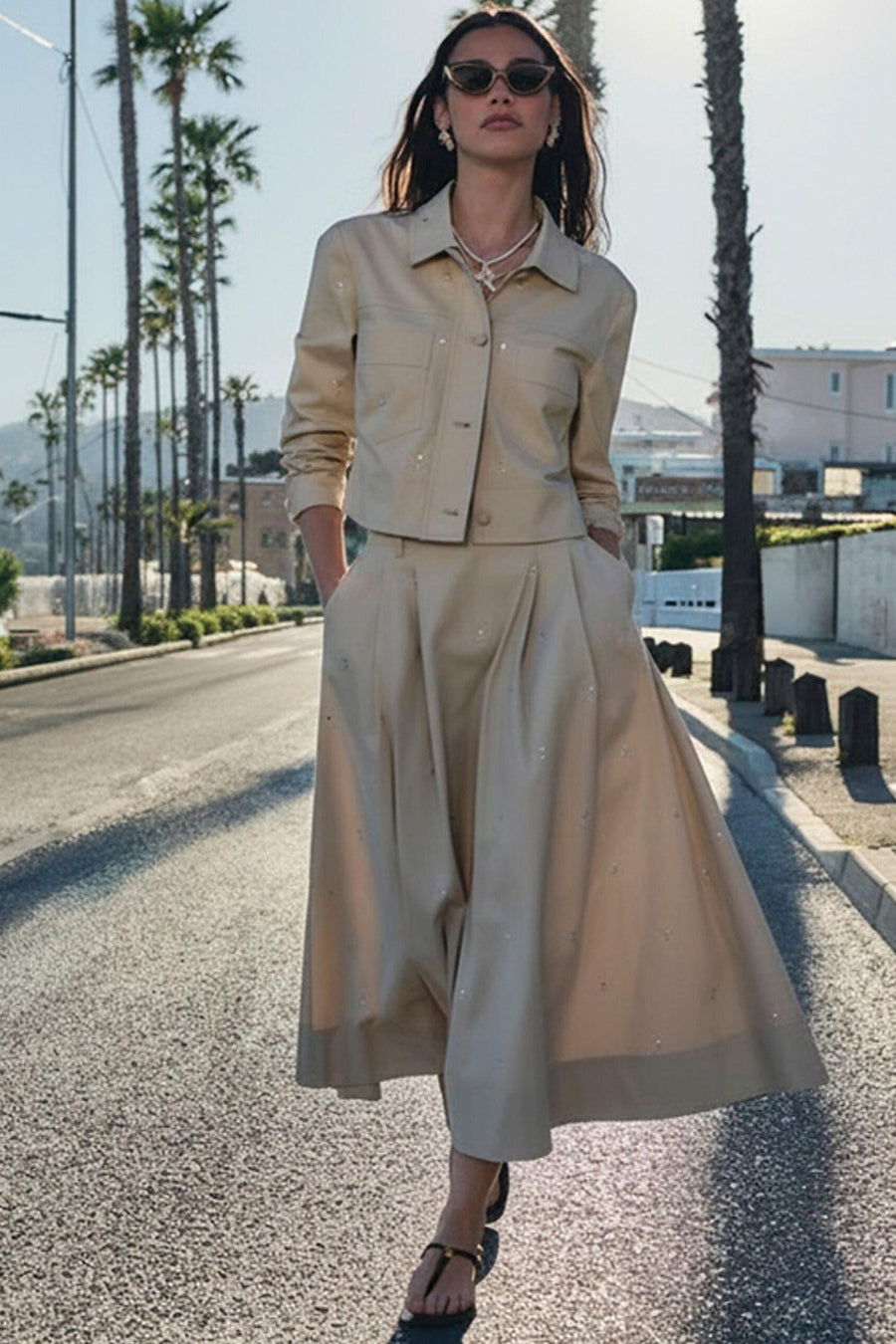 Rok (lang) beige - Morgan De Toi