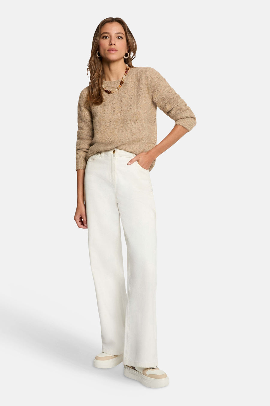Trui met ronde hals beige - Morgan De Toi