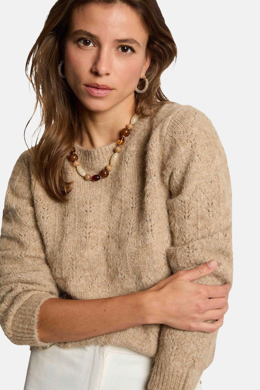 Trui met ronde hals beige - Morgan De Toi