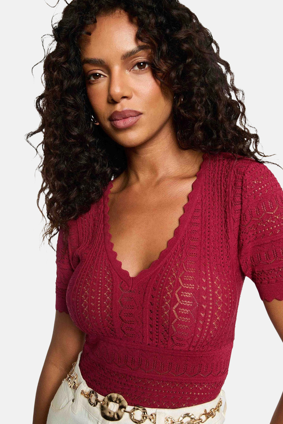 Top uni manche courte rouge - Morgan De Toi