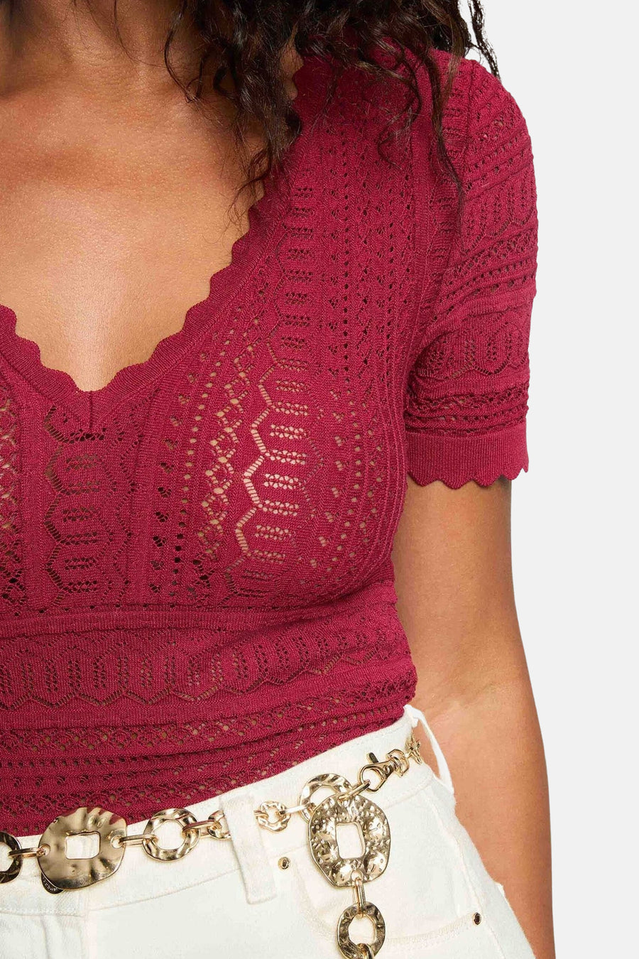 Top uni manche courte rouge - Morgan De Toi