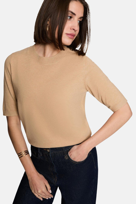 Trui met ronde hals beige - Morgan De Toi
