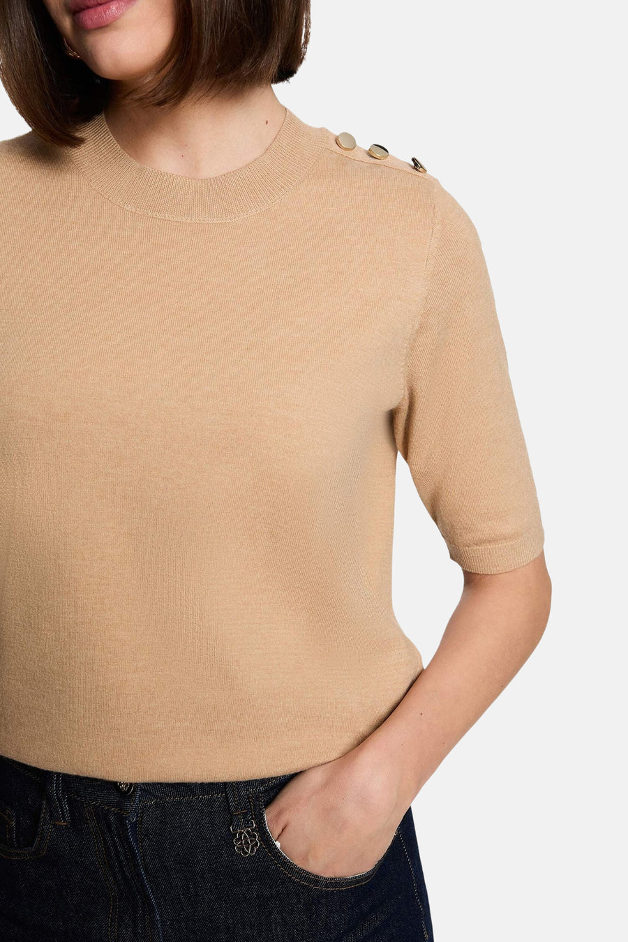Trui met ronde hals beige - Morgan De Toi