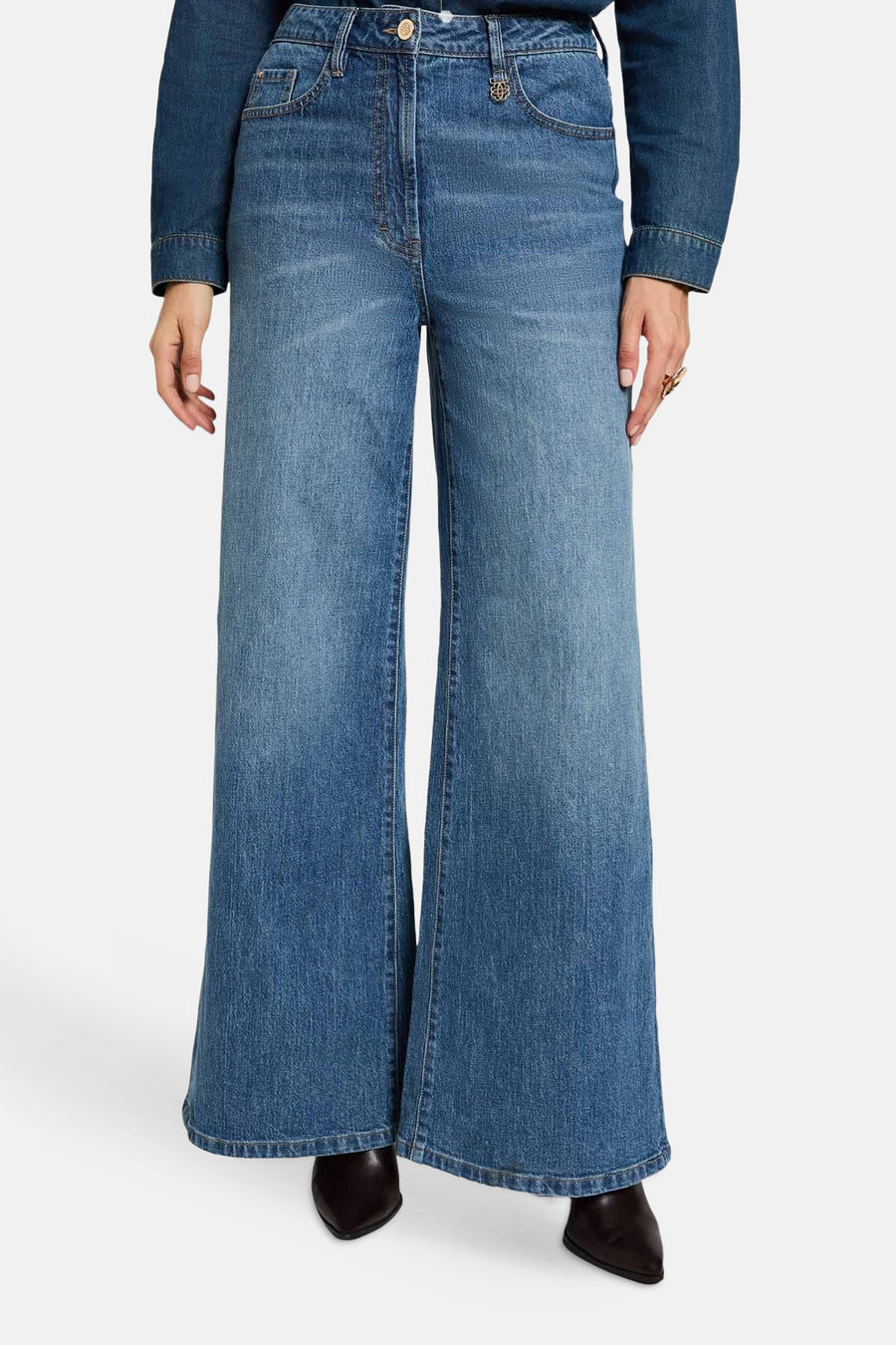 Jeans wide mid blue denim - Morgan De Toi
