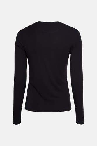 Zwart T-shirt met lange mouwen van MANGO, achterkant weergegeven, effen stof.