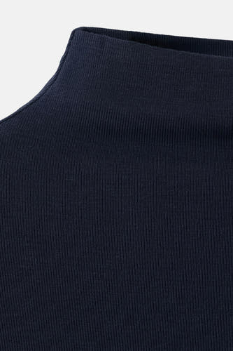 T-shirt bleu à manches longues de MANGO, avec structure en côtes et col rond haut.
