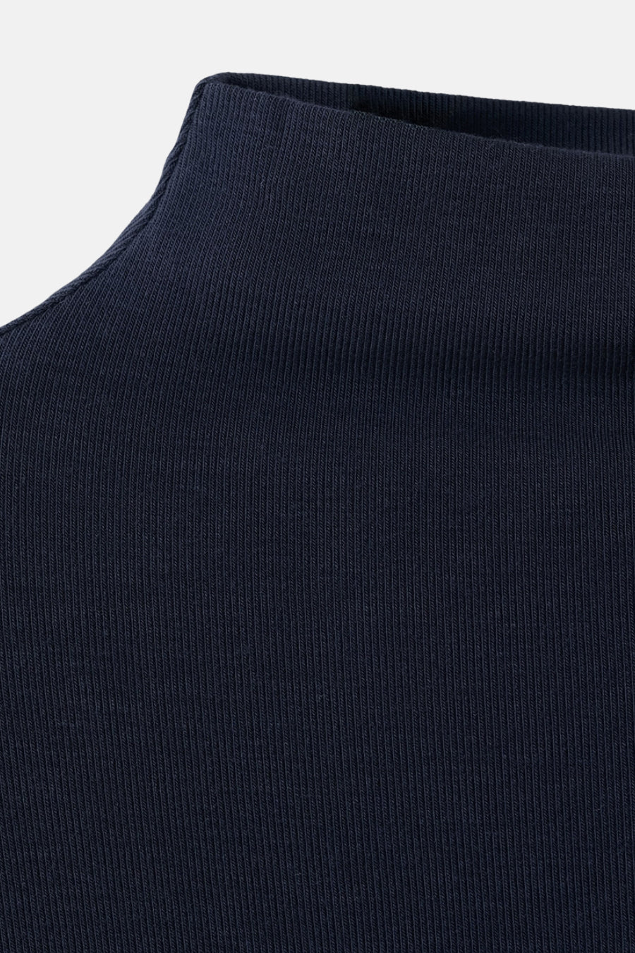 T-shirt bleu à manches longues de MANGO, avec structure en côtes et col rond haut.