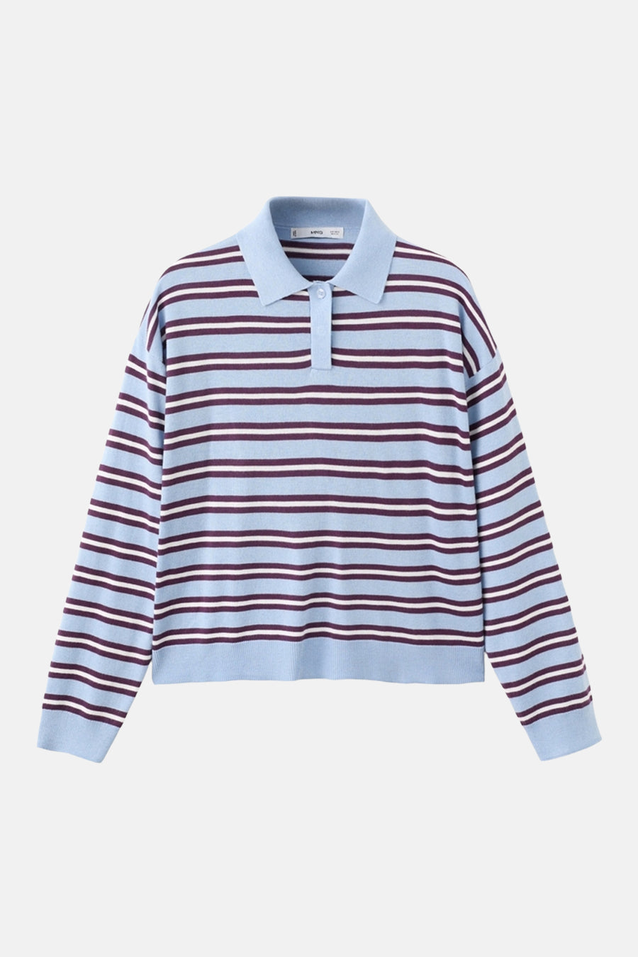 Pull multicolore à col rond de MANGO, avec un motif rayé et des manches longues.
