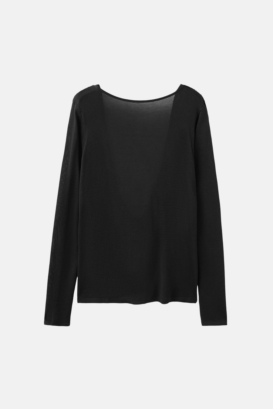 Pull noir à col rond de MANGO, à manches longues et avec une texture fine et subtile.