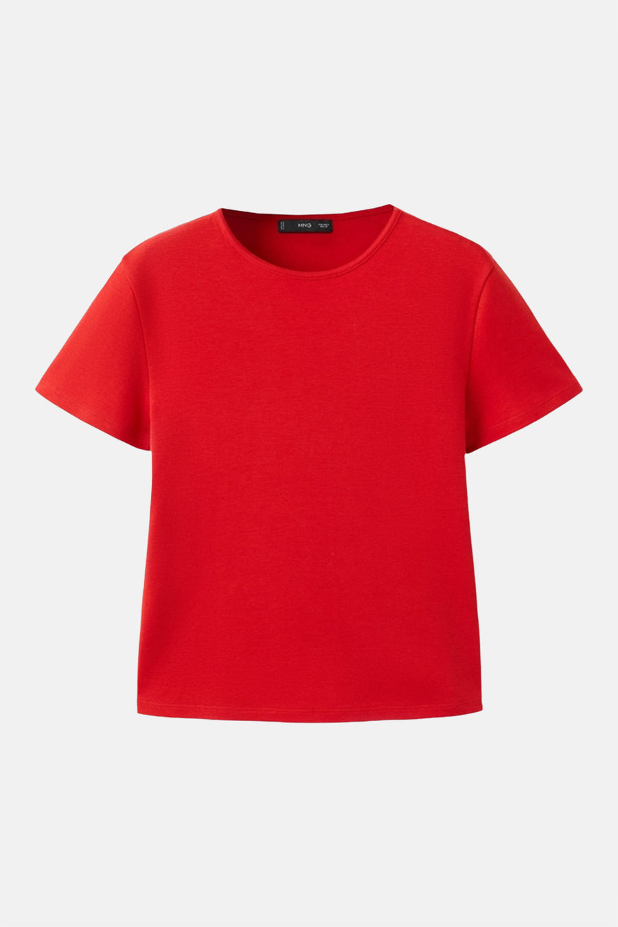 Rood T-shirt van MANGO, effen met korte mouwen en een ronde hals.