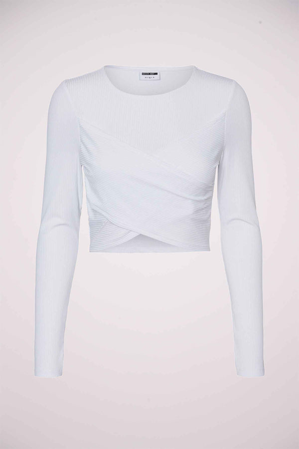 Top uni manche longue Blanc - NOISY MAY
